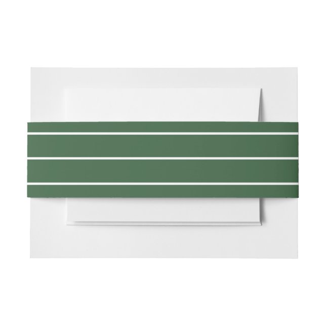 Hunter Green and White Thin Horizontal Striped Invitation Belly Band (Front Example)