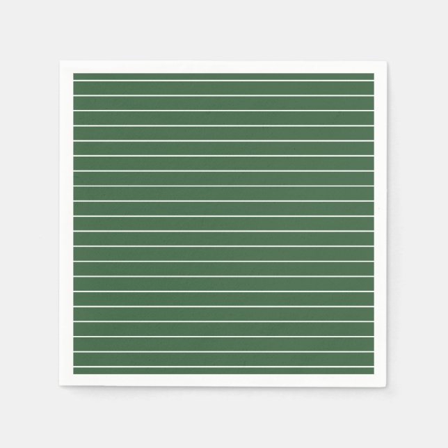 Hunter Green and White Thin Horizontal Striped Napkin (Front)