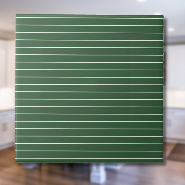 Hunter Green and White Thin Horizontal Striped Tile (Creator Uploaded)
