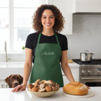 Hunter Green Apron with Custom Name Michelle