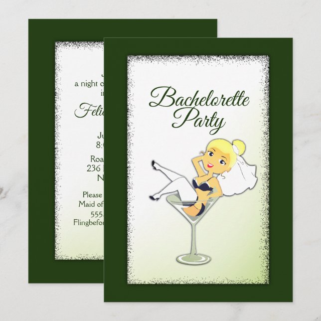 Hunter Green Bachelorette Party Invitation (Front/Back)