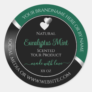 Hunter Green Black Wavy Silver Heart Product Label