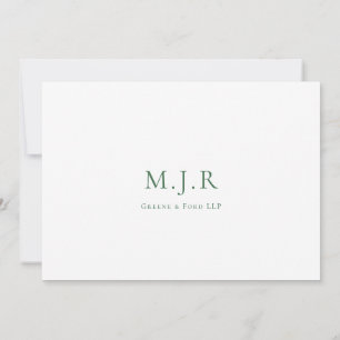 Hunter Green Business Monogram From The Desk of Card