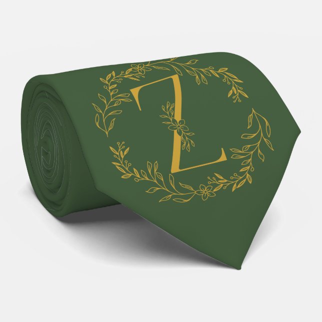 Hunter Green Colour Monogrammed Groomsmen Tie (Rolled)
