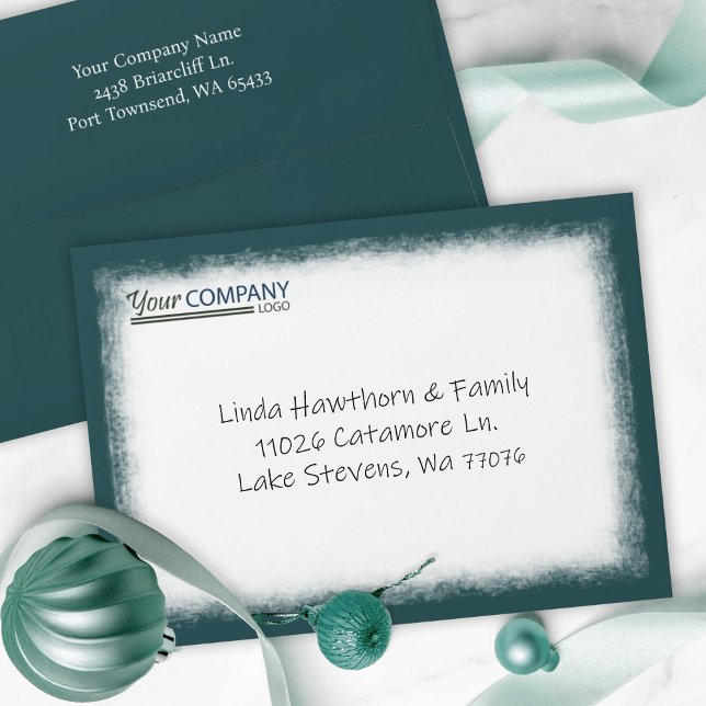 Hunter Green Company Business Pre-addressed 5x7 Envelope (hunter green forest green holiday christmas card envelopes green company logo holiday envelope)