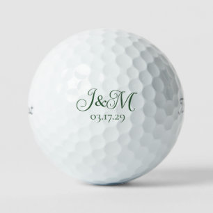 Hunter Green Custom Wedding Favours Initials  Golf Balls