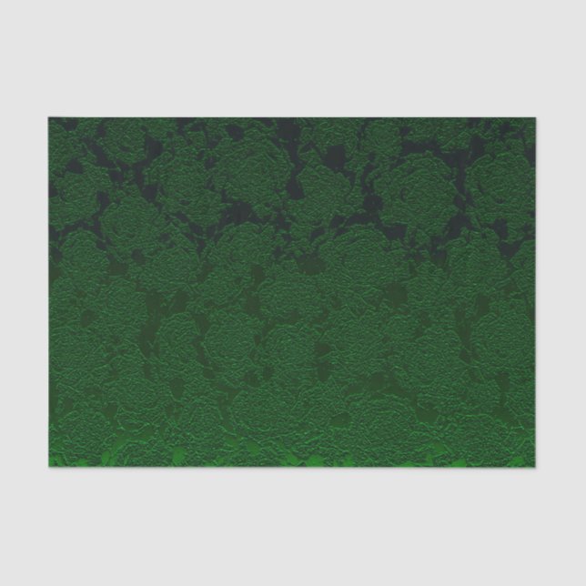 Hunter Green Elegant Succulent Pattern Decoupage Tissue Paper (Front)