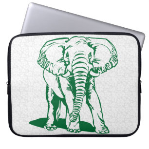Hunter Green Elephant Line Drawing Laptop Laptop Sleeve