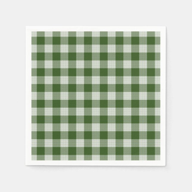 Hunter Green Gingham Plaid Paper Napkin (Front)