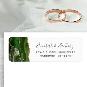 Hunter Green Gold Agate Mariage Adresse de retour