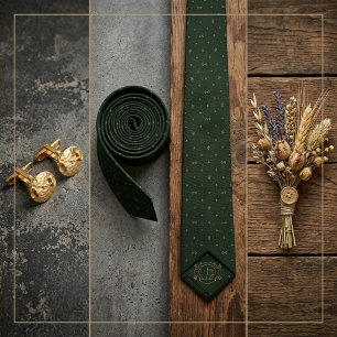 Hunter Green Gold Equestrian Neat Tie