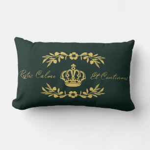 hunter green gold French Script Keep Calm Carry On Lumbar Pillow