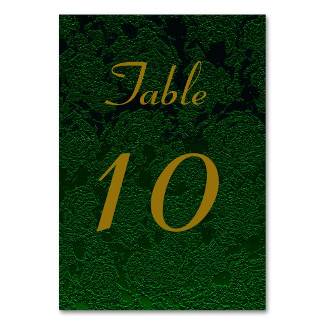 Hunter Green Gold Wedding Reception Table Number (Front)