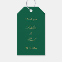 Hunter Green Golden Beige Wedding Favour Gift Tags