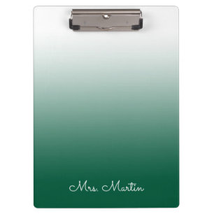 Hunter Green Gradient Personalized Teacher Clipboard