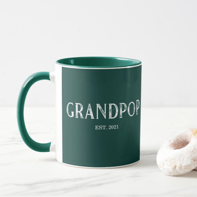 Hunter Green Grandpop Year Established Mug (With Donut)