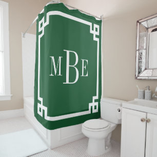 Hunter Green Greek Key Border Monogram