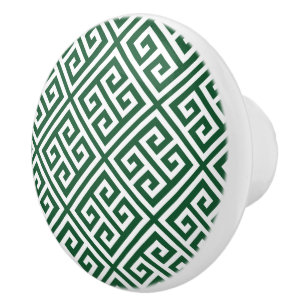Hunter Green Greek Key Ceramic Knob