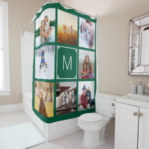Hunter Green Greek Key Monogram 8 Photo Collage