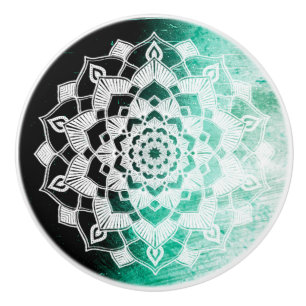 Hunter Green Mandala Ceramic Knob