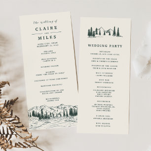 Hunter Green Mountain Sketch Wedding Ceremony Program