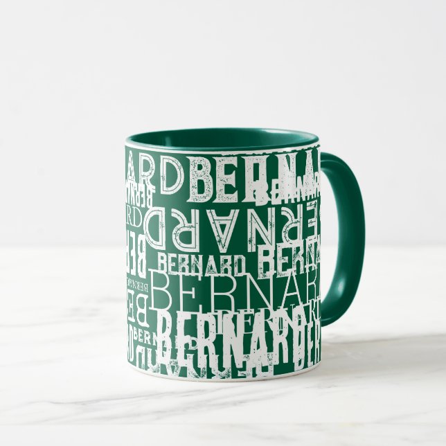 Hunter-Green Mug with Names Repeated all over (Front Right)