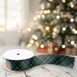 Hunter Green Scottish Tartan Plaid Holiday Satin Ribbon