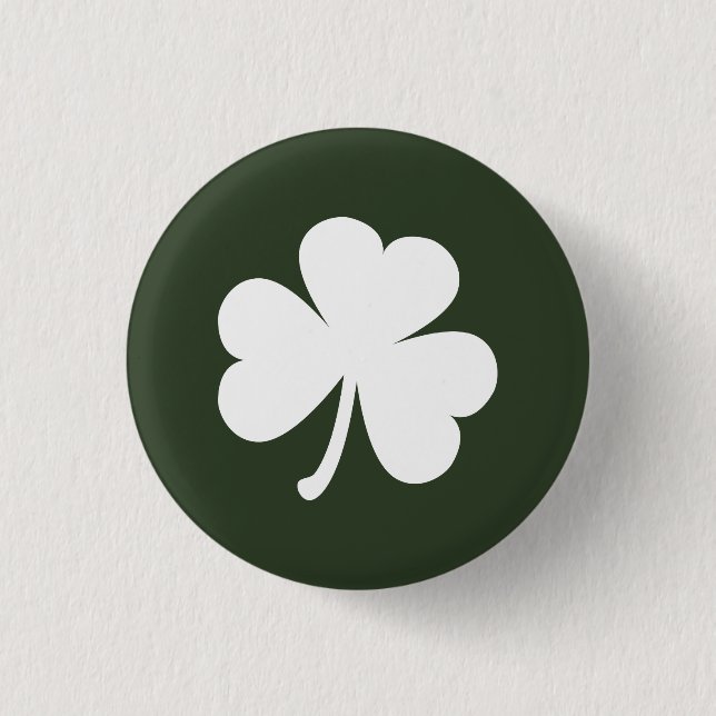 Hunter Green w/ Irish Shamrock 1 Inch Round Button (Front)
