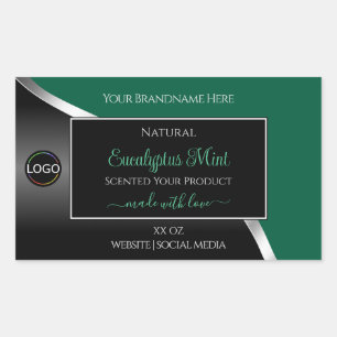 Hunter Green Wavy Silver Black Logo Product Labels