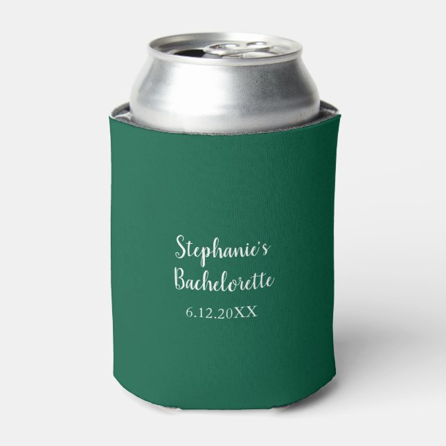 Hunter Green Wedding Bachelorette Party Favour Gif Can Cooler (Can Front)