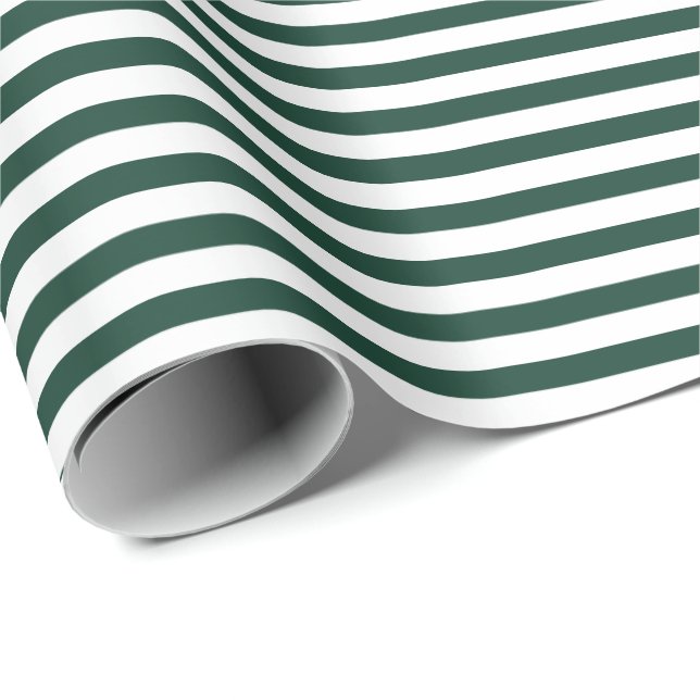 Hunter Green | White Stripe Wrapping Paper (Roll Corner)