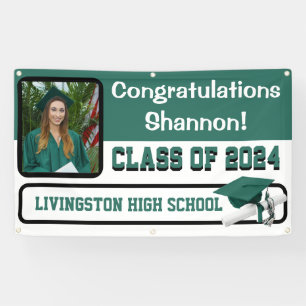 Hunter Green & White Vinyl Graduation Banner