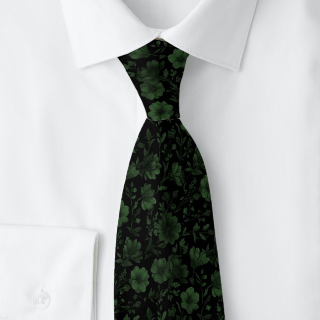 Hunter Green Wildflowers Tie (Creator Uploaded)