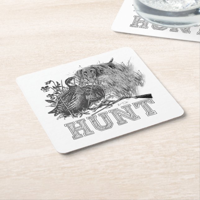 Hunter (Hunting with GSP)    Square Paper Coaster (Angled)