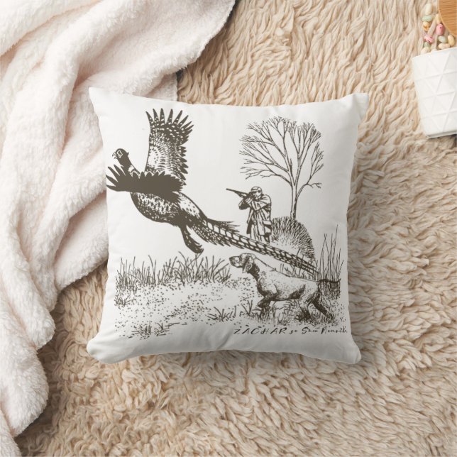 Hunter (Hunting with GSP)   Throw Pillow (Blanket)