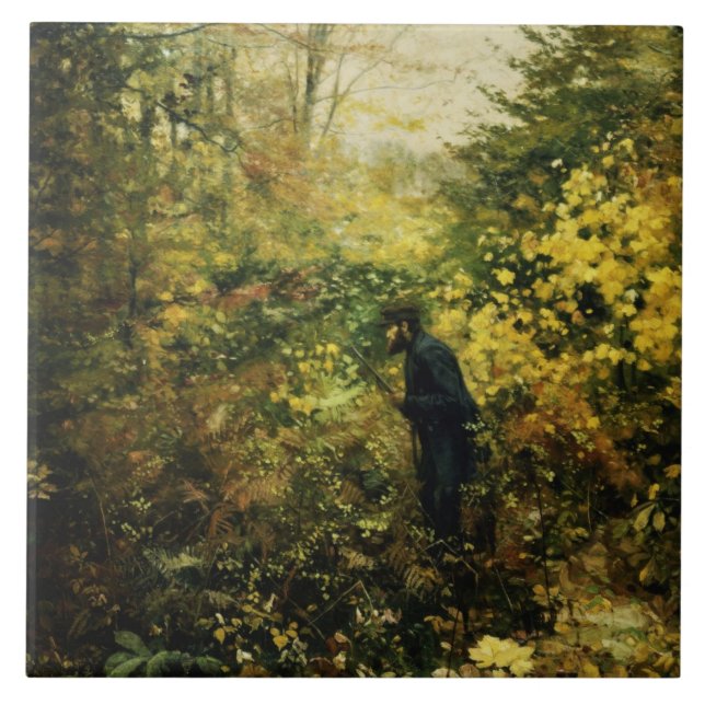 Hunter in the Forest (by H.A. Brendekilde) Tile (Front)