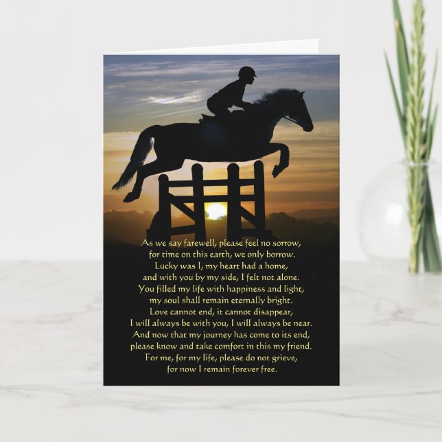 Hunter Jumper Eventing Horse Sympathy Card (Front)