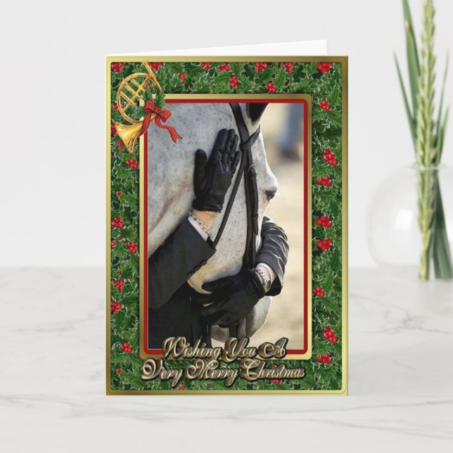 Hunter Jumper Horse Blank Christmas Card (Front)