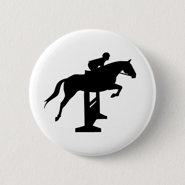Hunter Jumper Horse & Rider 2 Inch Round Button (Front)