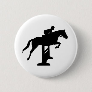 Hunter Jumper Horse & Rider 2 Inch Round Button