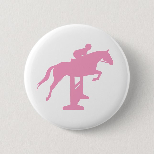 Hunter Jumper Horse & Rider (pink) 2 Inch Round Button (Front)