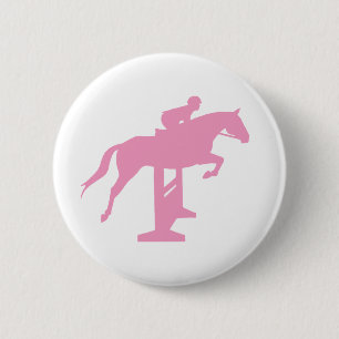 Hunter Jumper Horse & Rider (pink) 2 Inch Round Button