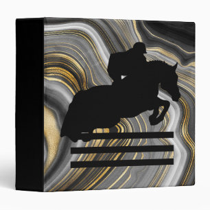 Hunter Jumper Silhouette on Gold Black Agate Binder