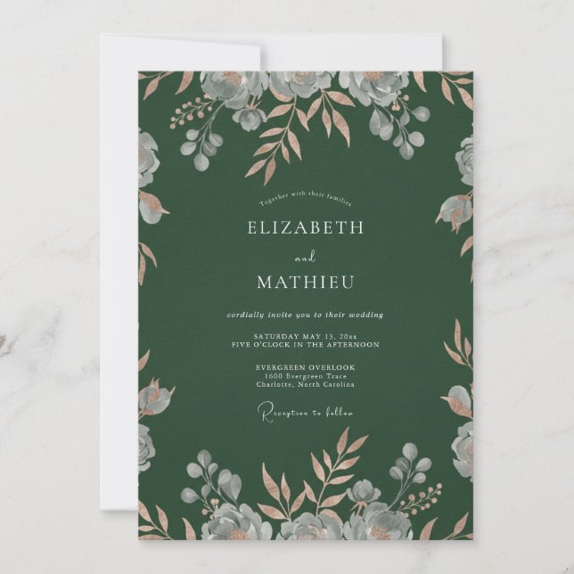 Hunter Leaf Wedding Invitation (Front)