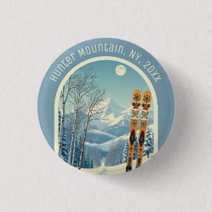 Hunter Mountain New york ski holiday souvenir  1 Inch Round Button