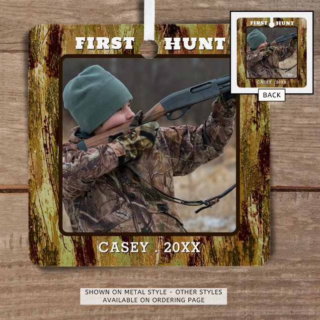 Hunter One Photo Camouflage Personalized Metal Ornament (Creator Uploaded)
