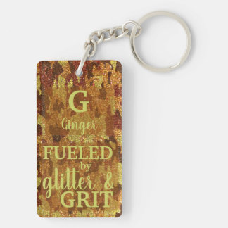 Hunter Orange Camouflage Glitter Camo Name Keychain