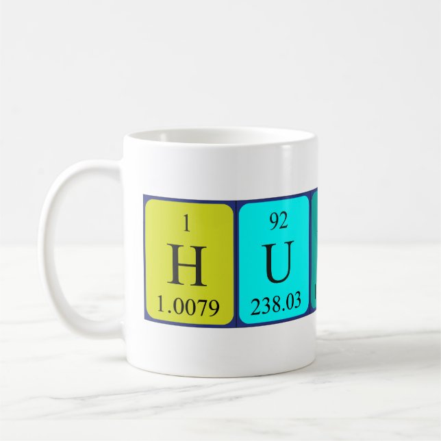Hunter periodic table name mug (Left)