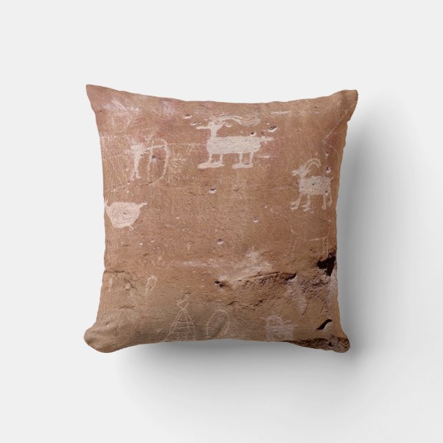 Hunter Petroglyph with Text Template Throw Pillow (Front)