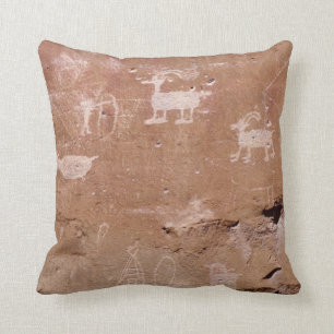 Hunter Petroglyph with Text Template Throw Pillow